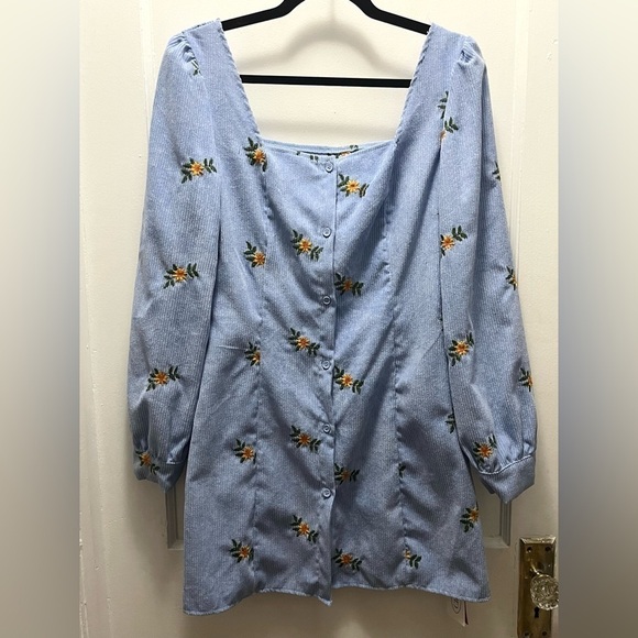 CIDER Floral Print Corduroy Mini Dress Size Small - Picture 2 of 8